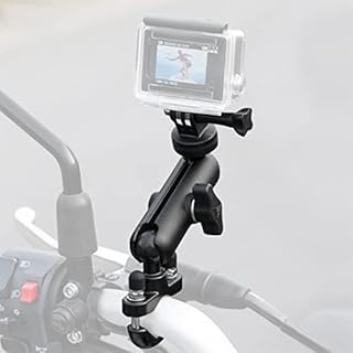 CAMOLO Motorcycle Action Camera Mount Holder, Handlebar Mount Clip for Bike/ Bicycle/Motorcycle/Motor, Aluminum Dash Cam Mount Compatible with GoPro Hero 6/7/8/9&Other Action Camera