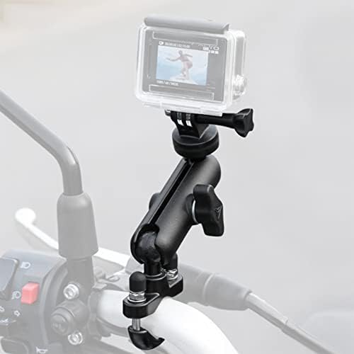 CAMOLO Motorcycle Action Camera Mount Holder, Handlebar Mount Clip for Bike/ Bicycle/Motorcycle/Motor, Aluminum Dash Cam Mount Compatible with GoPro Hero 6/7/8/9&Other Action Camera