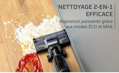 Aspirateur laveur Rowenta X-Clean2 sans Fil Bleu, Nettoyage 2-en-1 GZ2271E0 Modes ECO/Max
