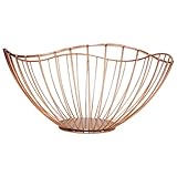[スーツケースカンパニー] ピンクゴールド ラウンドワイヤーバスケット 収納かご フルーツバスケット 丸型 ステンレス 果物かご 放射状 楕円形 卓上 GPT
