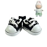 QIXINGWISE 17cm Dolls Shoes, Lace-Up Canvas Sneakers Mini Shoes for 17cm Dolls, Fingerboard Shoes, Mini Finger Shoes, Clothing Accessory for 6.7in Dolls (1 Pair of Black)