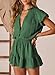Fixmatti Summer Jumpsuit Romper for Women V Neck Short Sleeve Button Front Elastic Waist Date Night Fashion