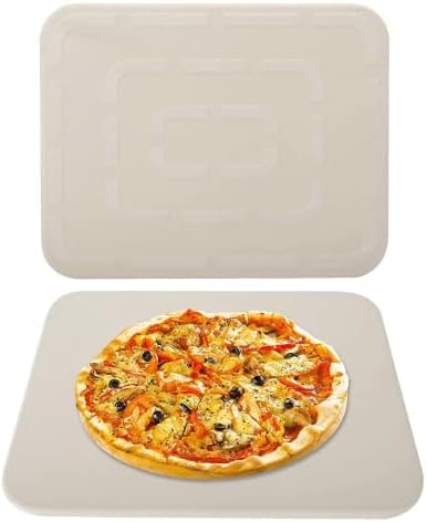Finderomend Pizza Stone,12"x 15" Pizza Stones for Grill and Oven, Thermal Shock Resistant Rectangular Cordierite Ceramic Pizza Grilling Stone Durable and Safe Baking Stone (1)