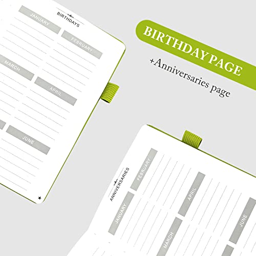 DRAPHY Address Book with Alphabetical Tabs, Elegant PU Leather Telephone Book, Hardcover Address Organizer and Password Keeper - Record Contacts, Anniversaries, Birthdays 5.2x7.7" (Green)