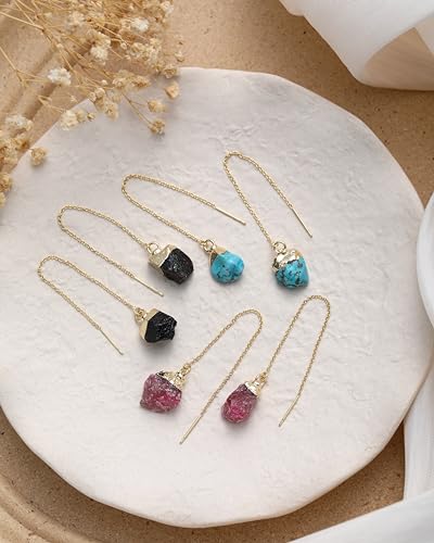 Crystal Dangle Earrings, Long Chain Drop Earrings Gemstone Threader Earrings 14K Gold Plated Earrings for Women Trendy4