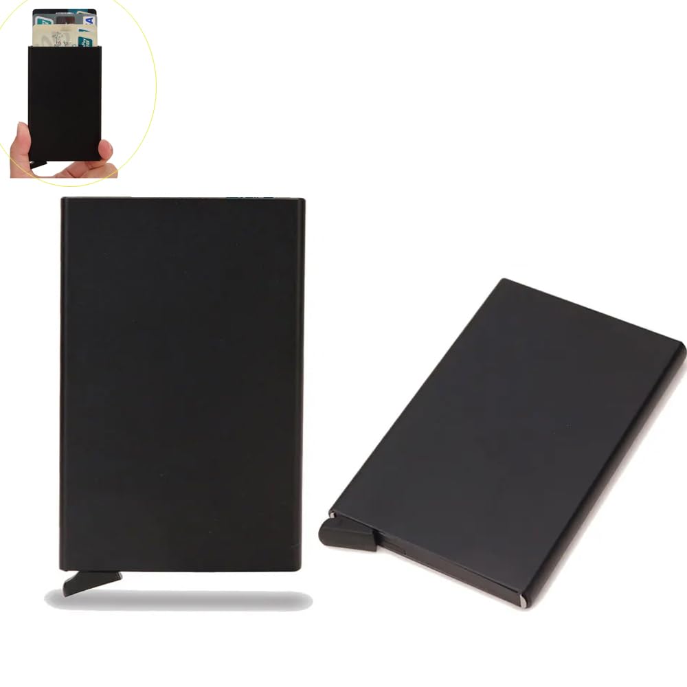 DraCra 2 Pack Credit Card Holder Pop Up Wallet Full Metal Slim RFID Blocking Sleeves Envelopes Protective Case Organizer For ID Business Bank Debit Cards Men and Women Minimalist