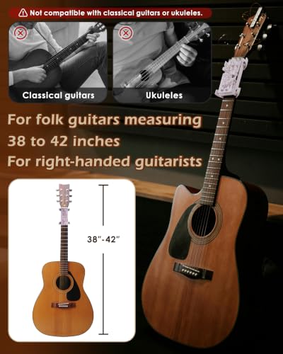 Image of Portable Guitar Chord Presser, Guitar Chord Helper And Trainer for Acoustic Guitar, Guitar Learning Tools for Beginners and Arthritis Player, Develop Confidence Quickly, white with clip