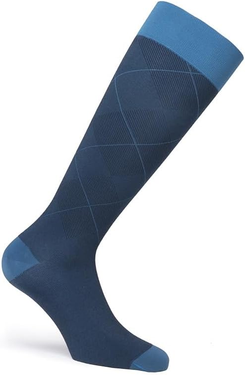JOBST Style SoftFit Compression Socks Knee High 20-30 mmHg, Closed Toe, Large, Regular, Argyle Blue
