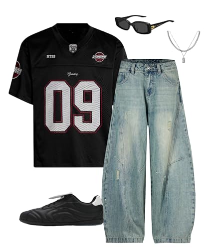 Unisex Vintage Baggy Barrel Jeans, Washed Wide Leg Denim Pants with Distressed Ripped Details3