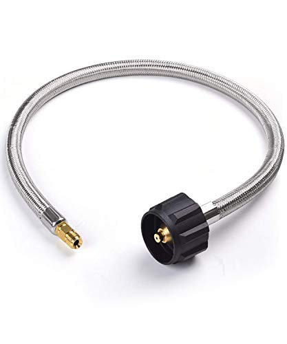 SHINESTAR 2FT Braided RV Propane Hose, Durable Camper Gas Line Replacement for Propane Tank, 1/4-Inch Inverted Male Flare x QCC