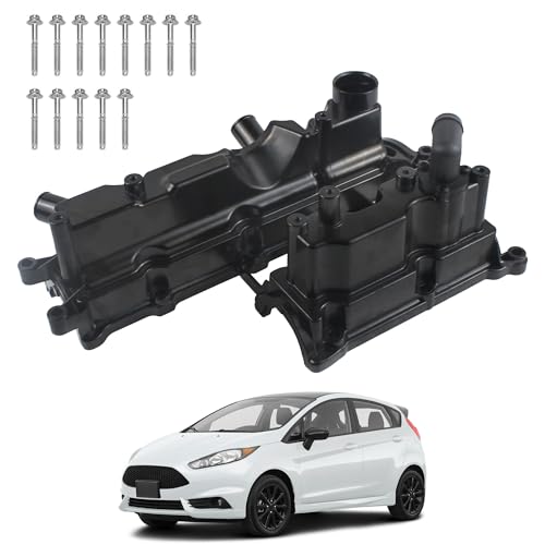 Image of Aluminum Engine Valve Cover with Gasket Compatible with 2013-2019 Ford Escape Fiesta Fusion Transit Connect 1.6L L4 Replaces BM5Z6582A BM5Z-6582-A
