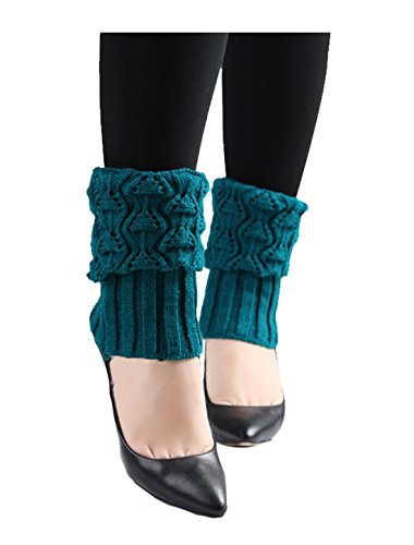 Image of uxcell Women's Knitted Design Solid Warm Thick Knee High Length Ribbed Leg Warmers
