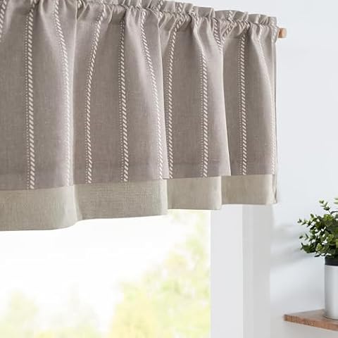 jinchan Striped Linen Valance Cover