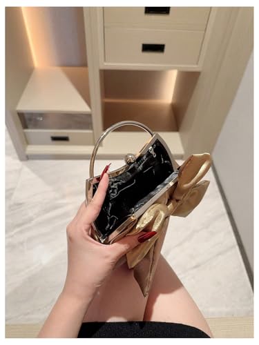 Image of Verdusa Women's Bowknot Evening Bag Ruched Clutch Purse Party Handbag with Chain Strap