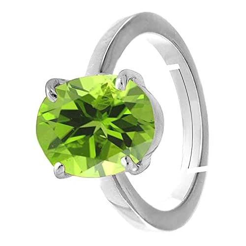 Bague réglable plaquée argent et péridot vert naturel, le cadeau idéal - 4