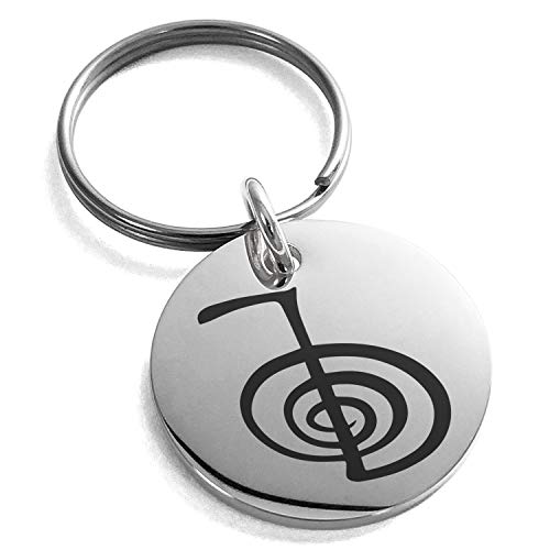 Stainless Steel Reiki Cho Ku Rei Power Symbol Small Medallion Circle Charm Keychain Keyring