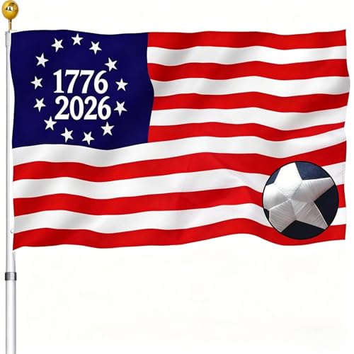 250 Anniversary 1776 Betsy Ross USA Flag 3x5 Outdoor Embroidered - 2026 Patriot Commemorative Flags Nylon Heavy Duty for America 250th Birthday Outside Decoration
