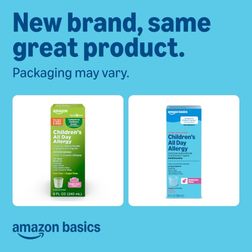 Amazon Basics Children's All Day Allergy Relief Medicine, Cetirizine Hydrochloride Oral Solution 1 mg/mL, Bubblegum Flavor, Dye Free, Sugar Free, 8 fl oz (Pack of 1) (Previously Care) - image 2