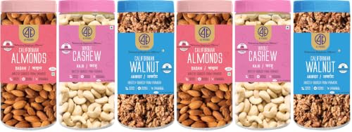 Image of 41 Foods Premium Dry Fruits Combo of Almonds Cashews and Walnuts | Pack of 6 | 250g Each | 750g