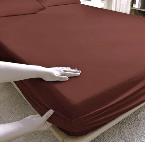 Image of 100% Waterproof Premium Cotton Feel Mattress Protector Single Size, 72x36 Inches | Breathable and Hypoallergenic Ultra Soft Fitted Bed Protector Cover Fits Upto 10 Inches- Single, Coffee