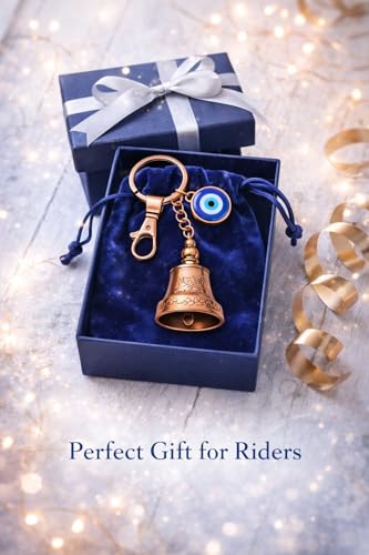 Image of AutokraftZ Copper Guardian Bell with Tibetan Keychain for Motorcycle & Bike | Classic Safety Bell | Symbol of Protection & Good Luck | Premium Gift for Bikers & Riders