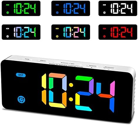 HODIK Alarm Clock for Kids Bedrooms Small Digital Clock with 7 Colors, 4 Dimmable Backlight, 3 Adjustable Volumes