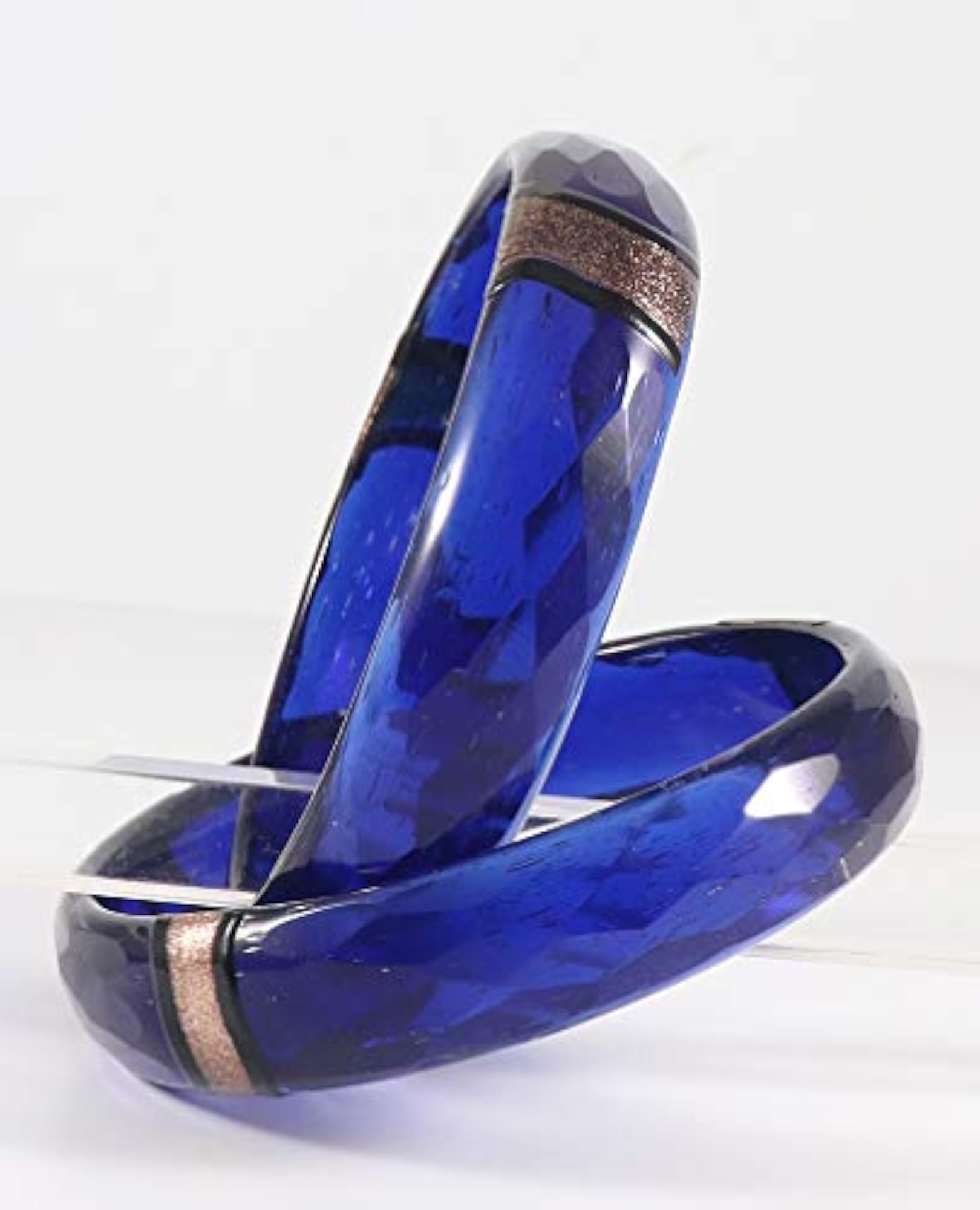 DarkBlue Diamond Pattern Jade Glass Bangles/Kada 2.4 Inches
