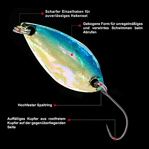 Goture Forellenköder Spoons Forelle Köder Blinker Eisfischköder Kunstköder Zum Angeln auf Forelle, Crappie, Panfish und… – Bild 5