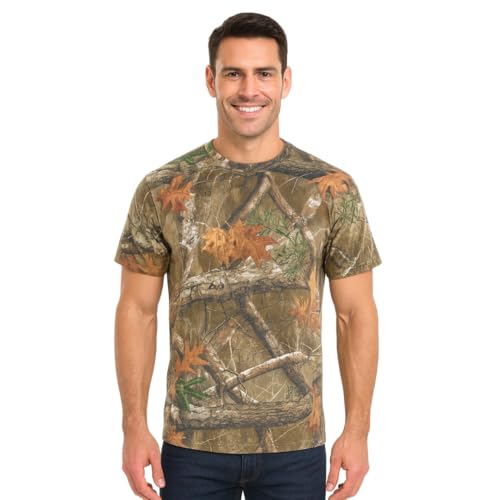 Bell Rangers Authentic Realtree Edge Camouflage Short Sleeve Tee - Scent Control Technology | UPF 30 Protection | Unisex Adult | Crewneck Cotton Blend Shirt