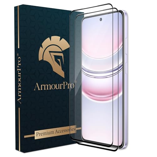 Image of ArmourPro Military Grade Gorilla Tempered Glass Compatible For Realme Narzo 80 Lite, P3x and Realme 14X (6.67 Inch) With Easy Installation Kit | Edge-To-Edge Protector Coverage | Black, Pack of 2