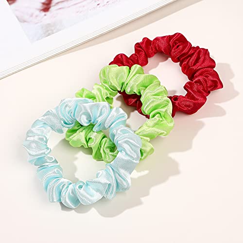 Image of Satin Silk Hair Ties Small Mini Scrunchy for Women Cute Soft No Slip Ponytail Holders 12 Pcs Mini Bulk Scrunchies Elastic Hair Bands for Thick Curly Hair Pony Tails Hair Ties