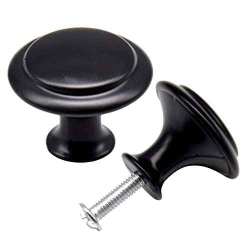 Yosawo 12 Pcs Vintage Cabinet Knobs Round Solid Knobs Handles with Screws for Cabinet Wardrobe, Drawer, Bathroom Racks (27mm/Black) - Image 4