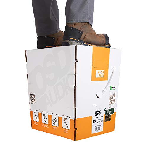 OSD 14/4 Speaker Wire 14 AWG/Gauge 4 Conductor UL List In Wall Direct Burial Graded CL2/CL3 Oxygen Free Copper OFC 500 Foot Snag Free Easy Pull Heavy Duty Box - White