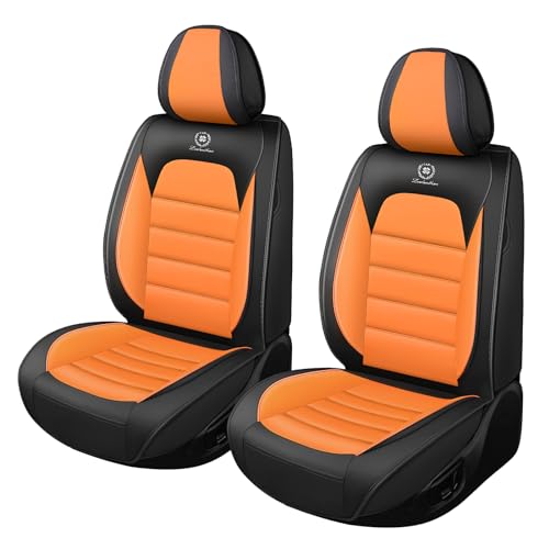 Image of Car Seat Covers for Ford F-150 F-250 F-350 XL XLT STX Lariat King Ranch Platinum Raptor Seat Covers 2007-2026, Waterproof Seat Protectors(Standard 2 Seats /Black&Orange)