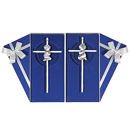 Crucifix cadeau de baptême ou première communion garçon et fille argenté