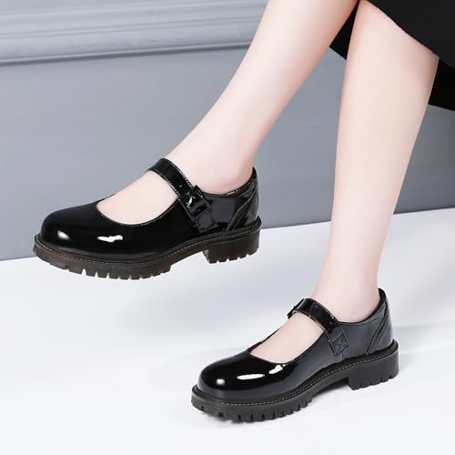 Image of XMM Mary Jane Shoes Women Flat Mary Janes for Womens Comfort Dressy Casual School Cute Non-Slip Work Shoes
