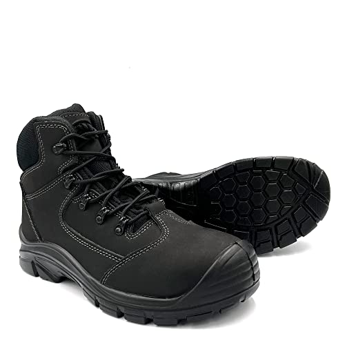 Men's Steel Toe Boots Safety Boots for Construction Punch Proof Oil Resistance Static Dissipative Leather Steel Toe Shoes