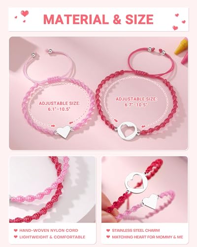 UPROMI First Day of Preschool/Kindergarten/1st Grade Gift, Matching Heart Back to School Bracelet Mommy and Me4