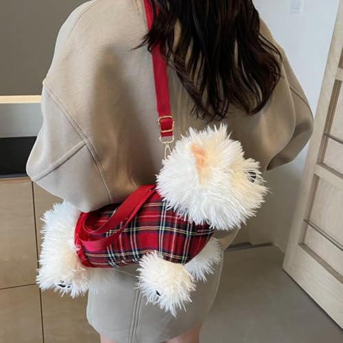 Plush Shoulder Bag Cute Dog Fluffy Crossbody Bag Soft Plush Cross Bag Cartoon Animal Puppy Messenger Bag for Ladies Girls4