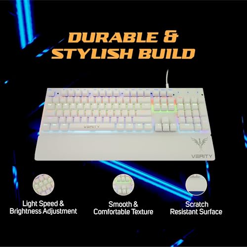 Image of VERITY Eclipse RGB Mechanical Keyboard (White) | Ergonomic Design with Responsive Keys | RGB Backlit Keyboard for Gaming, Office & Daily Work