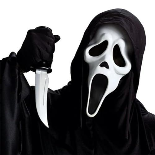 YQBFB Máscara de Ghost Face, Ghostface Scream Mask de latex, máscaras de terror, máscaras de medo realistas para Cosplay, acessórios de Halloween, carnaval, Mardi Gras, tamanho único (oficial)