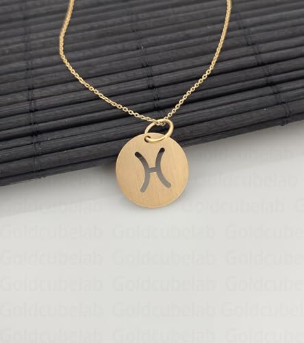 Pendentif signe zodiaque Poissons argent plaqué or avec chaîne