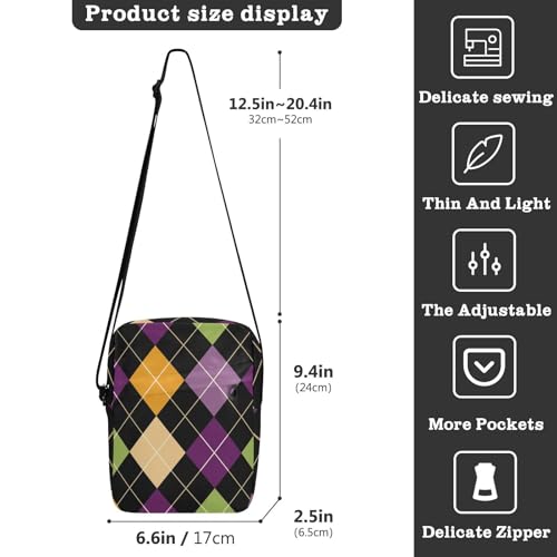 cute messenger bag crossbody bag men Womens Cross Body Purses Adjustable Strap for Outdoor Daily Outdoor Daily- Plaid Geometric Fashion Colorful3