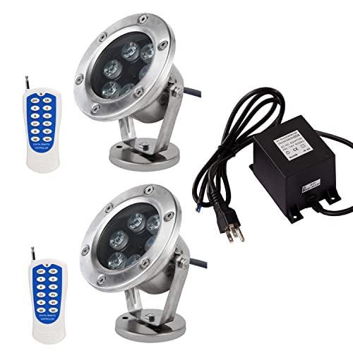 Jsn&Pc Led Pond Light 2 Pack 18W Rgb Color Changing With 60W Ac 12V Transformer,Ip68 Underwater Light With Remote Control For Party Swimming Pool Fountain Water Rockery Grass Land #TOP4