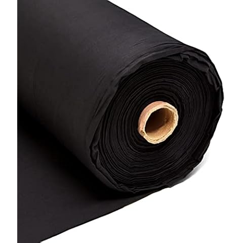 1m Plain Black Calico Fabric - Black Dyed 100% Cotton Material - 225GSM 60” Inch 150cm Wide - Great for Sewing, Curtain Linings, Quilting & Totes - Easy Fabric by The Metre by Discount Fabrics Cover