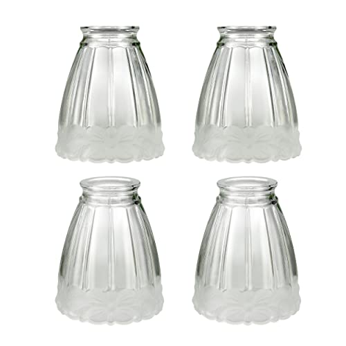 Aspen Creative 23173-4 Transitional Clear & Sandblasted Ceiling Fan Replacement Glass Shade.2-1/8"Fitter, 5-1/2"Diameter x 4-3/4"Height. 4 Pack