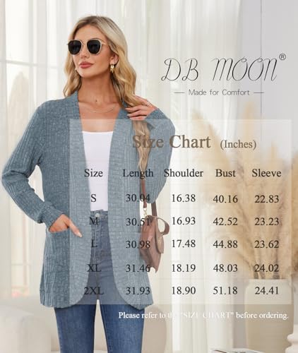 Image of DB MOON Womens Long Cardigan Sweater Lightweight Open Front Long Sleeve Outfits with Pockets