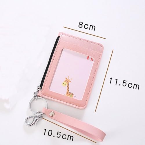 Card Bag with Hand Rope Zipper Bag Card Badge Holder PU Card Case Office Supplies(black)2