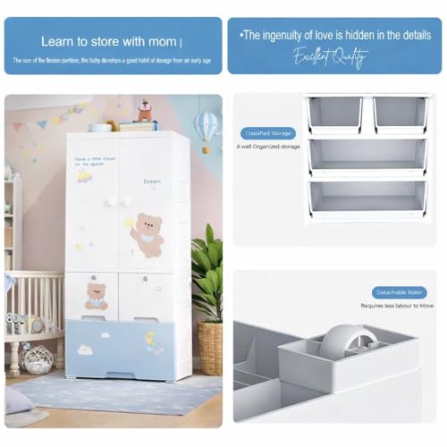 Image of Sunderlook Plastic Wardrobe for Kids Clothes - Foldable Collapsible Wardrobes for Clothes, Large Cupboard for Storage for Men and Women (Arctic White, 1 + 3 Door)