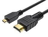Mit vergoldeten Steckern, Kupferleitern, Aluminiumfolie und Geflechtschirmung ist dieses Hochgeschwindigkeits-HDMI-auf-Micro-HDMI-Kabel mit Stecker auf Stecker mit verbesserter Haltbarkeit und minimaler Interferenz. Micro-HDMI-auf-HDMI-Kabel liefert sowohl High-Definition-Video als auch digitale Audiosignale von digitalen Geräten an Ihr Heimkino.
